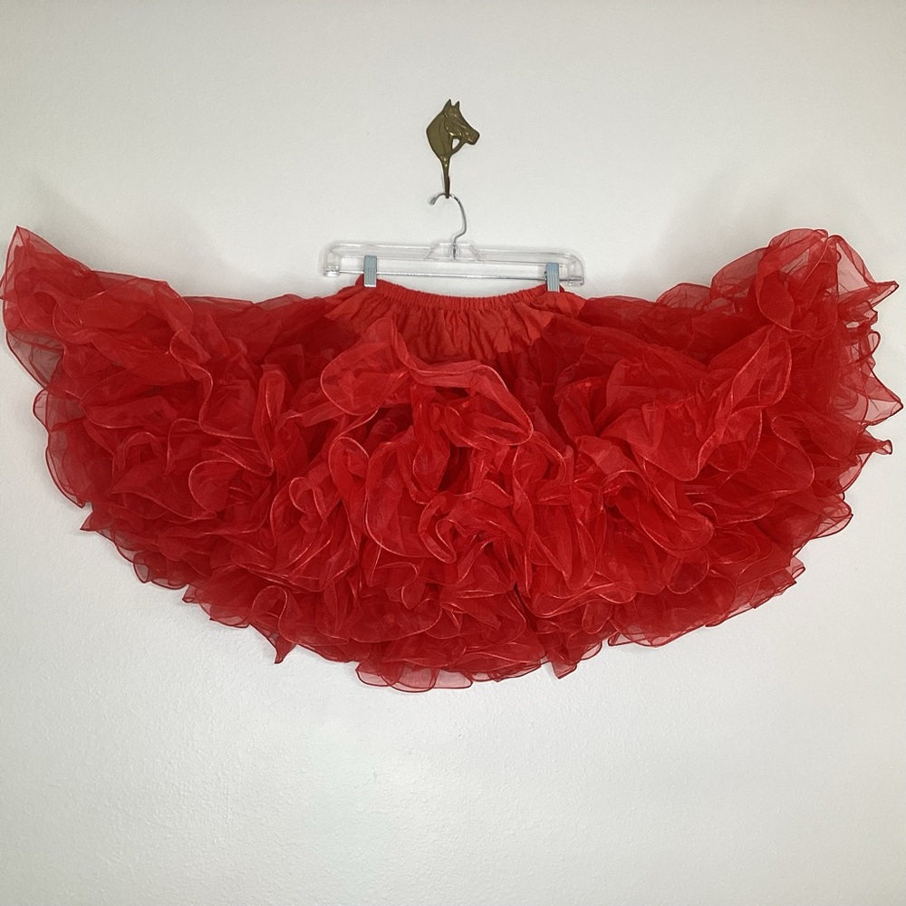 Square Up Red Petticoat Crinoline Tutu Circle Skirt Lg